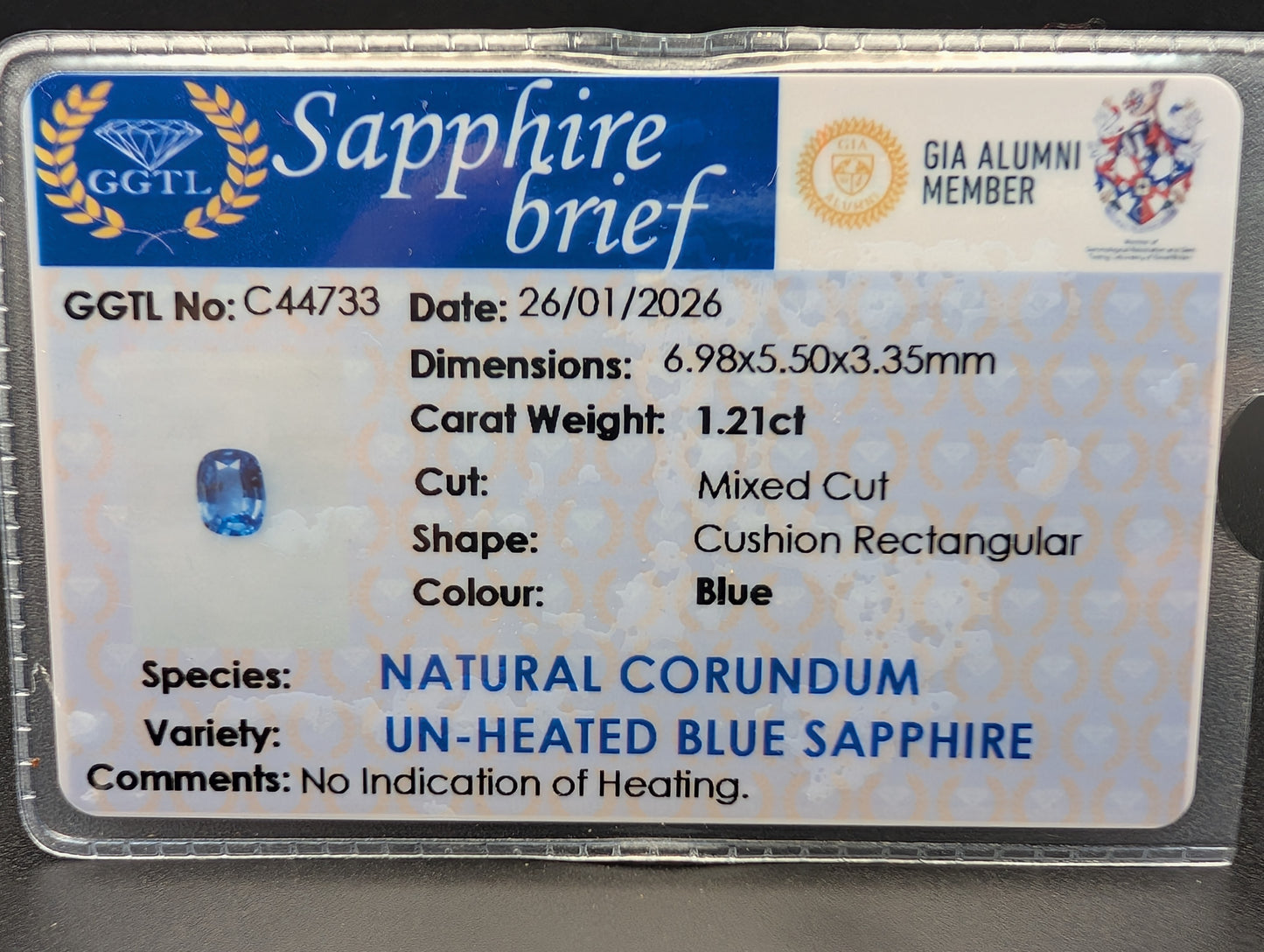 1.21ct Natural Ceylon Blue Sapphire | Unheated Sri Lankan Sapphire | Cushion Rectangular Mixed Cut